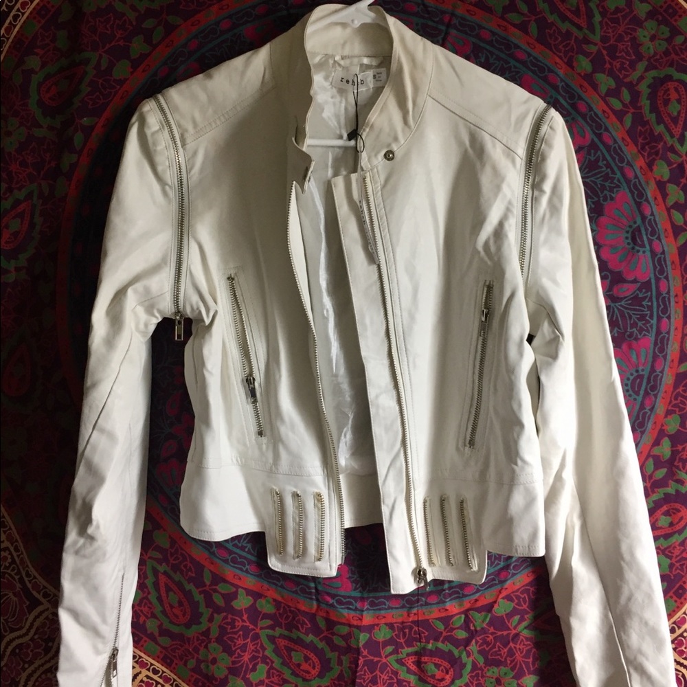 Rehab Collection White Leather Jacket
